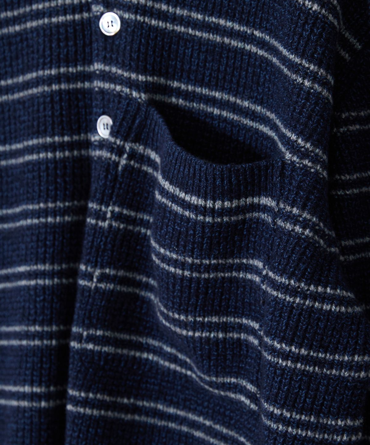 홀리선(HORLISUN) Casey Border Knit Pullover Melange Navy