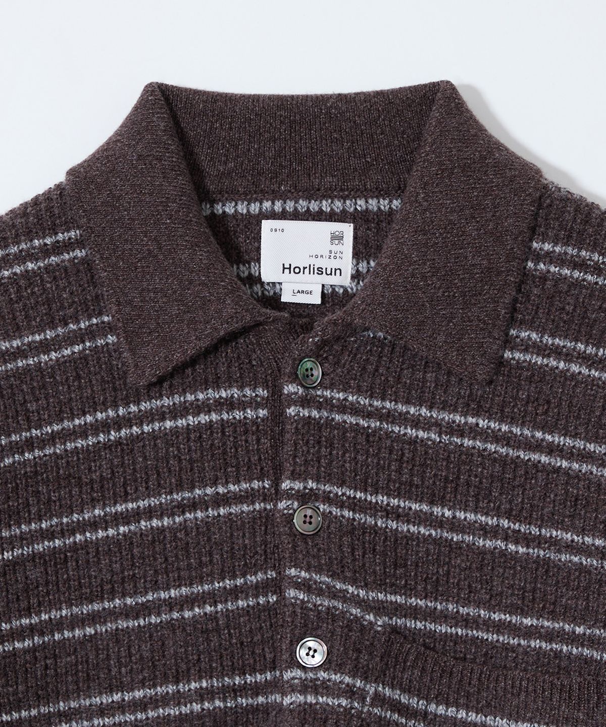 홀리선(HORLISUN) Casey Border Knit Pullover Melange Brown