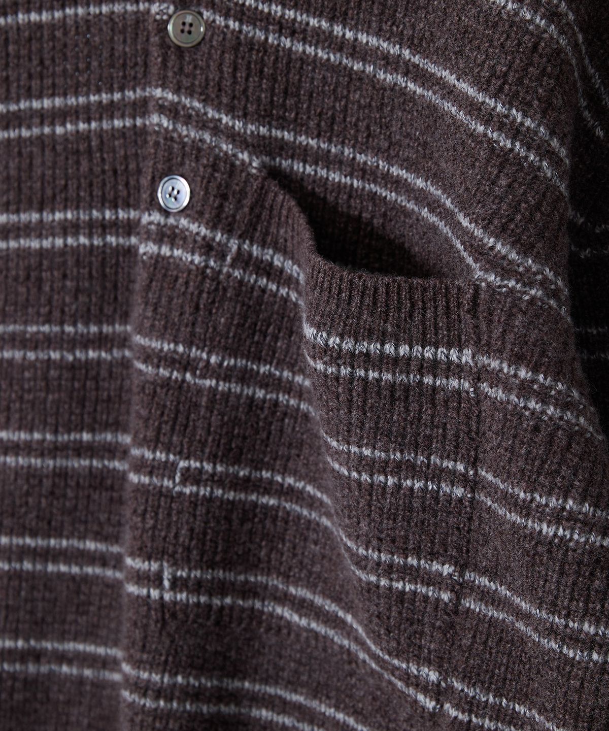 홀리선(HORLISUN) Casey Border Knit Pullover Melange Brown
