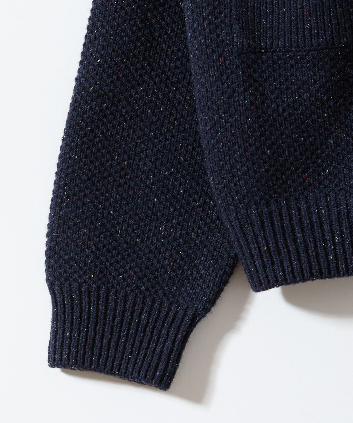 홀리선(HORLISUN) Annette Silk Nep Zip Up Knit Cardigan Navy
