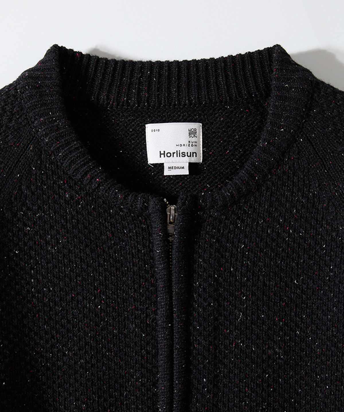 홀리선(HORLISUN) Annette Silk Nep Zip Up Knit Cardigan Black