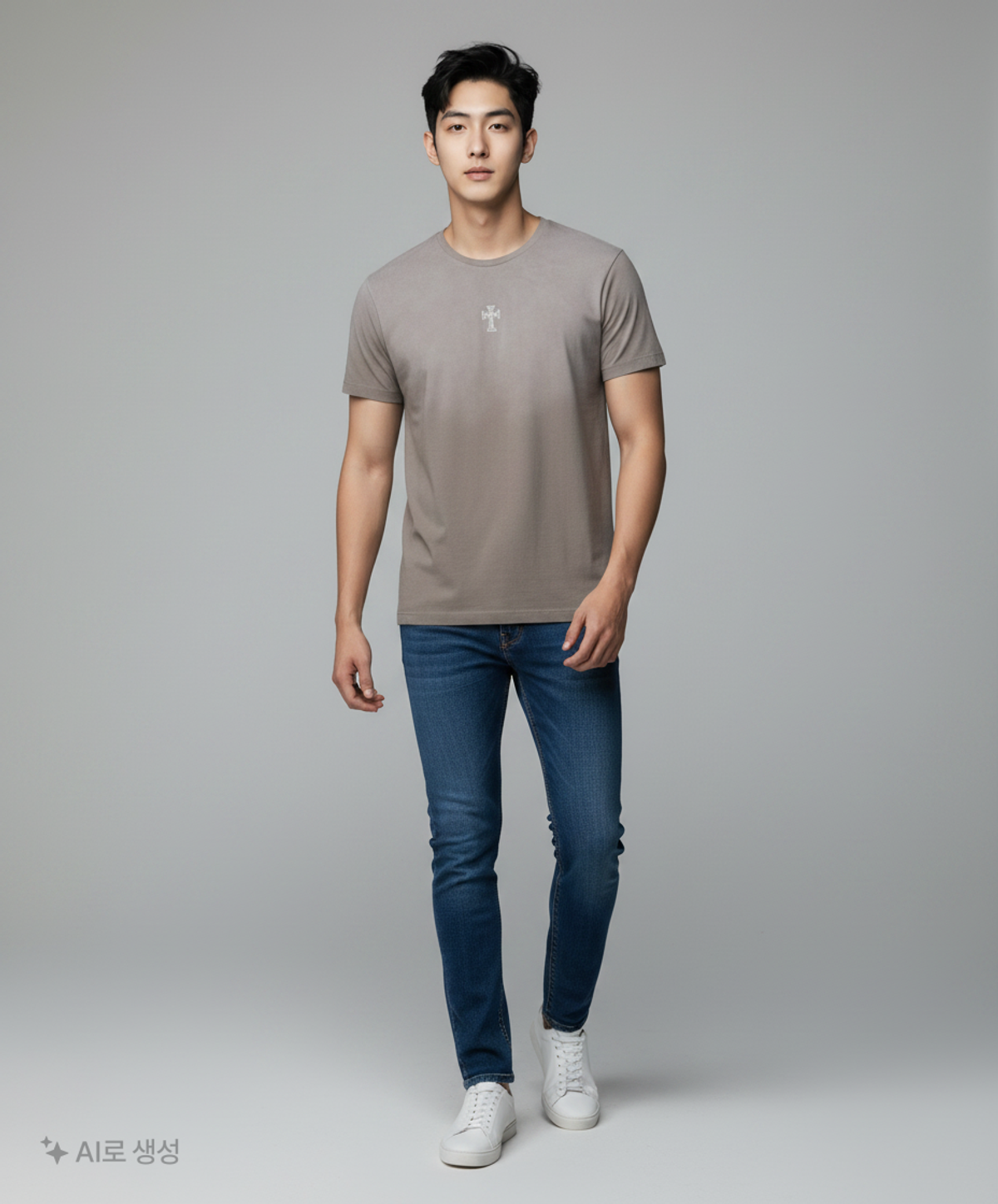 이티씨이(ETCE) CROSS GRADATION T-SHIRT (GRAY) L