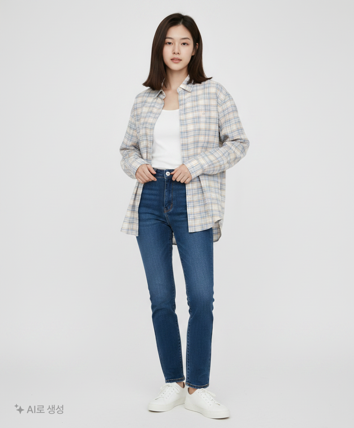 리(LEE) 우먼 홀리데이 체크 셔츠 블루 S