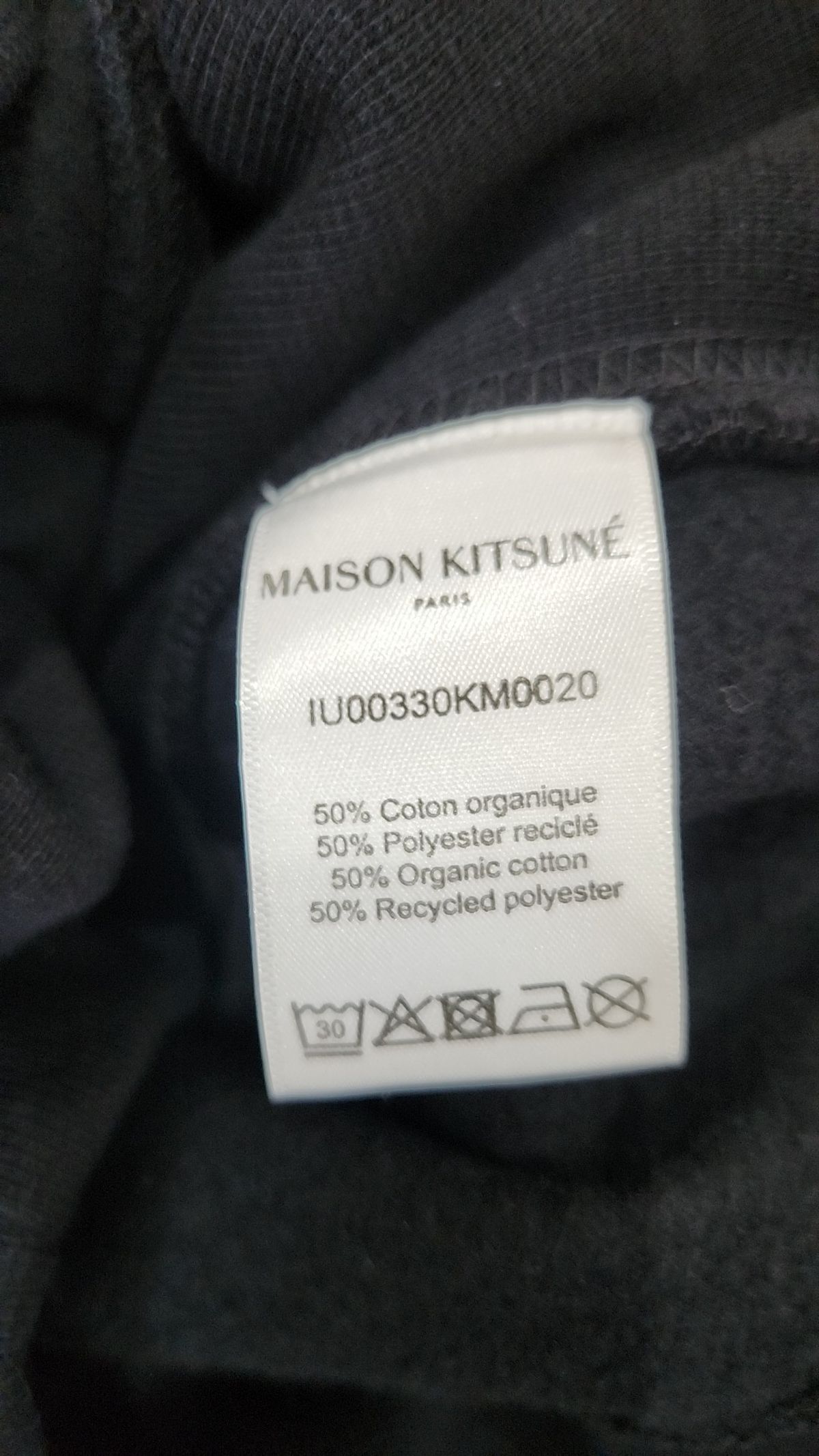 메종 키츠네(MAISON KITSUNE) 공용 핸드라이팅 루즈 후드 - 블랙 / IU00330KM0020P199 XXS