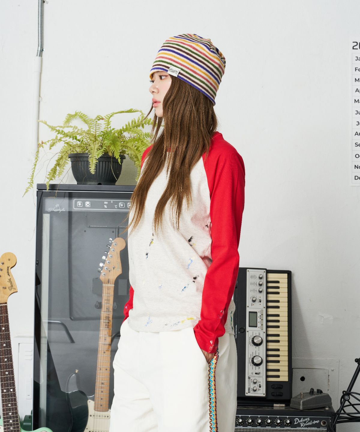 낫뉴(NOT NEW) nn Label Rainbow Beanie Cream