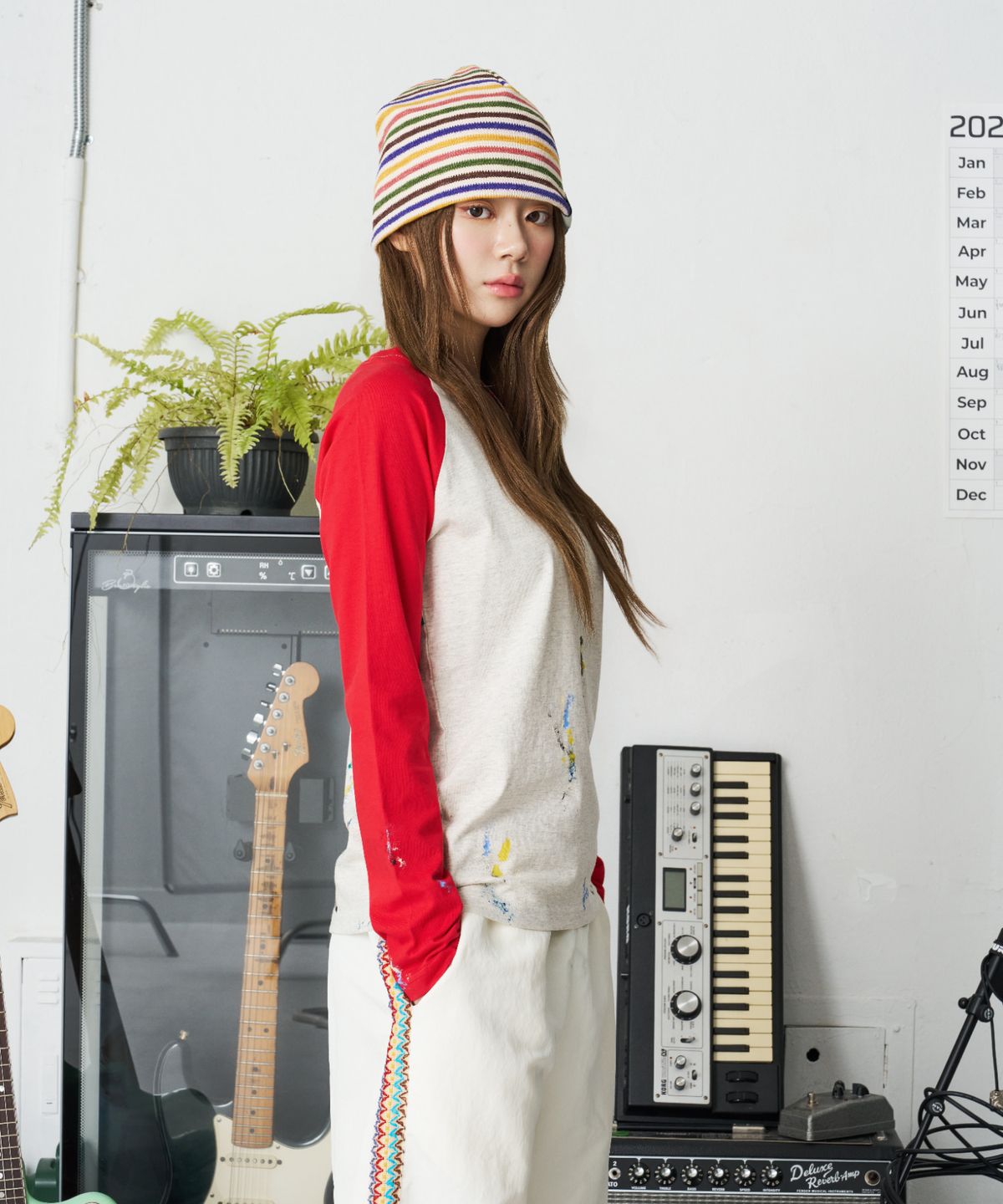 낫뉴(NOT NEW) nn Label Rainbow Beanie Cream