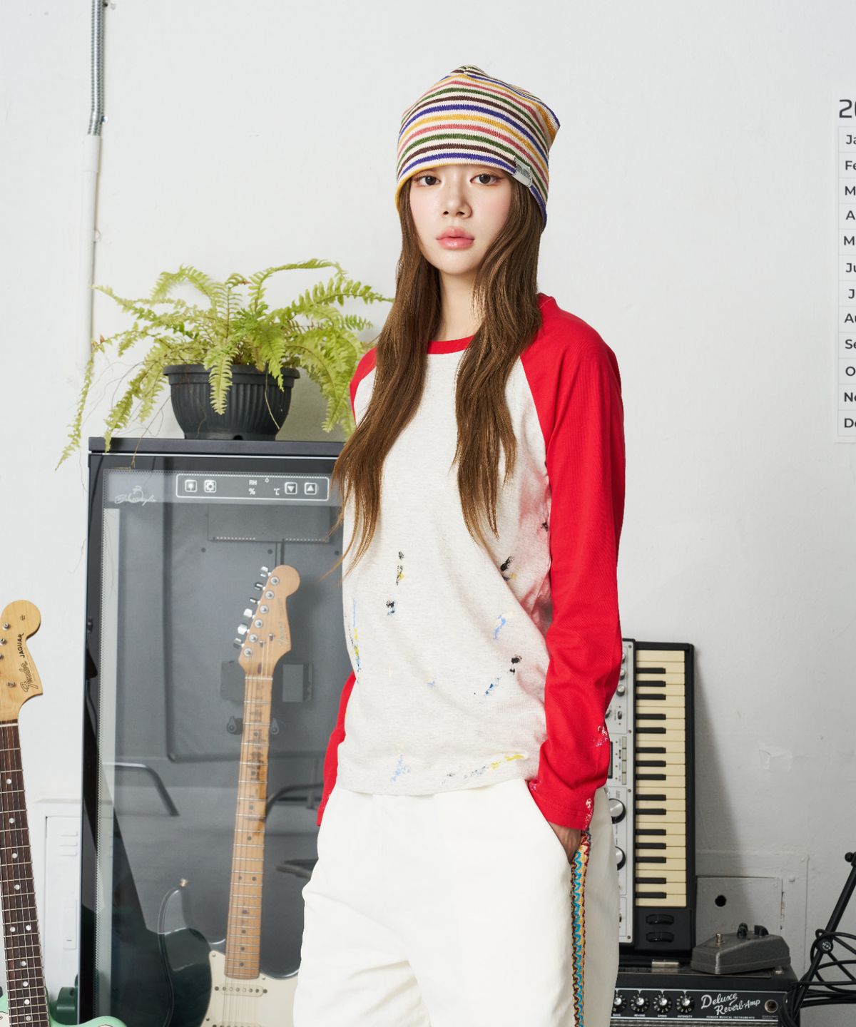 낫뉴(NOT NEW) nn Label Rainbow Beanie Cream