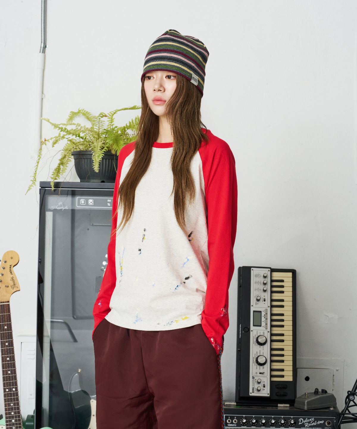 낫뉴(NOT NEW) nn Label Rainbow Beanie Grey