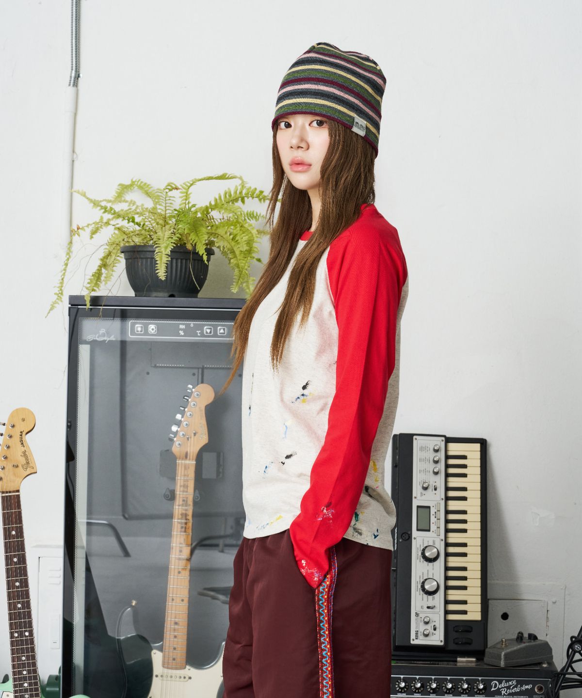 낫뉴(NOT NEW) nn Label Rainbow Beanie Grey