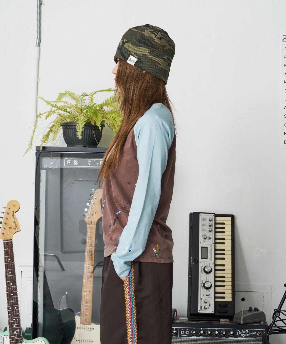 낫뉴(NOT NEW) nn Label Pattern Beanie Camo Green