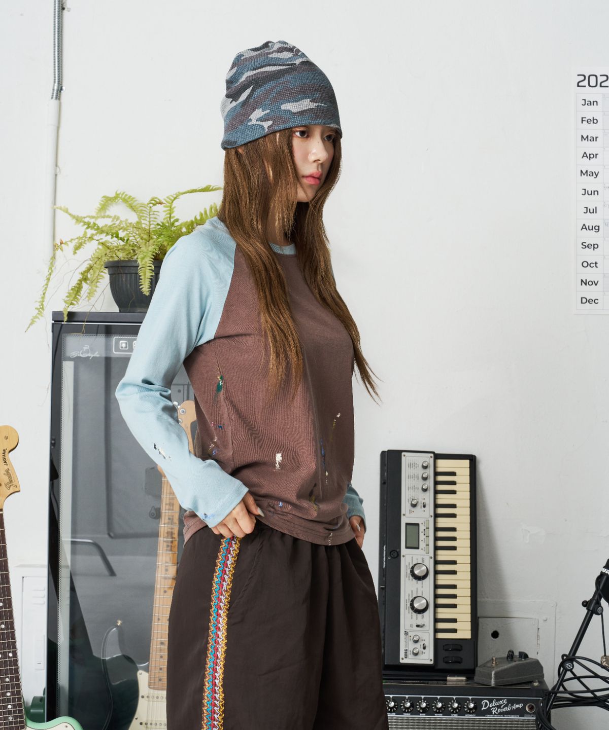 낫뉴(NOT NEW) nn Label Pattern Beanie Camo Navy