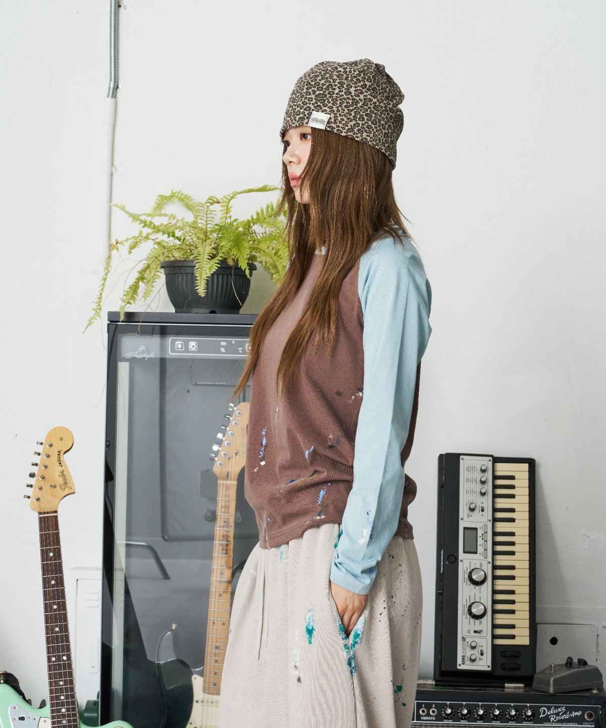 낫뉴(NOT NEW) nn Label Pattern Beanie Tiger Brown
