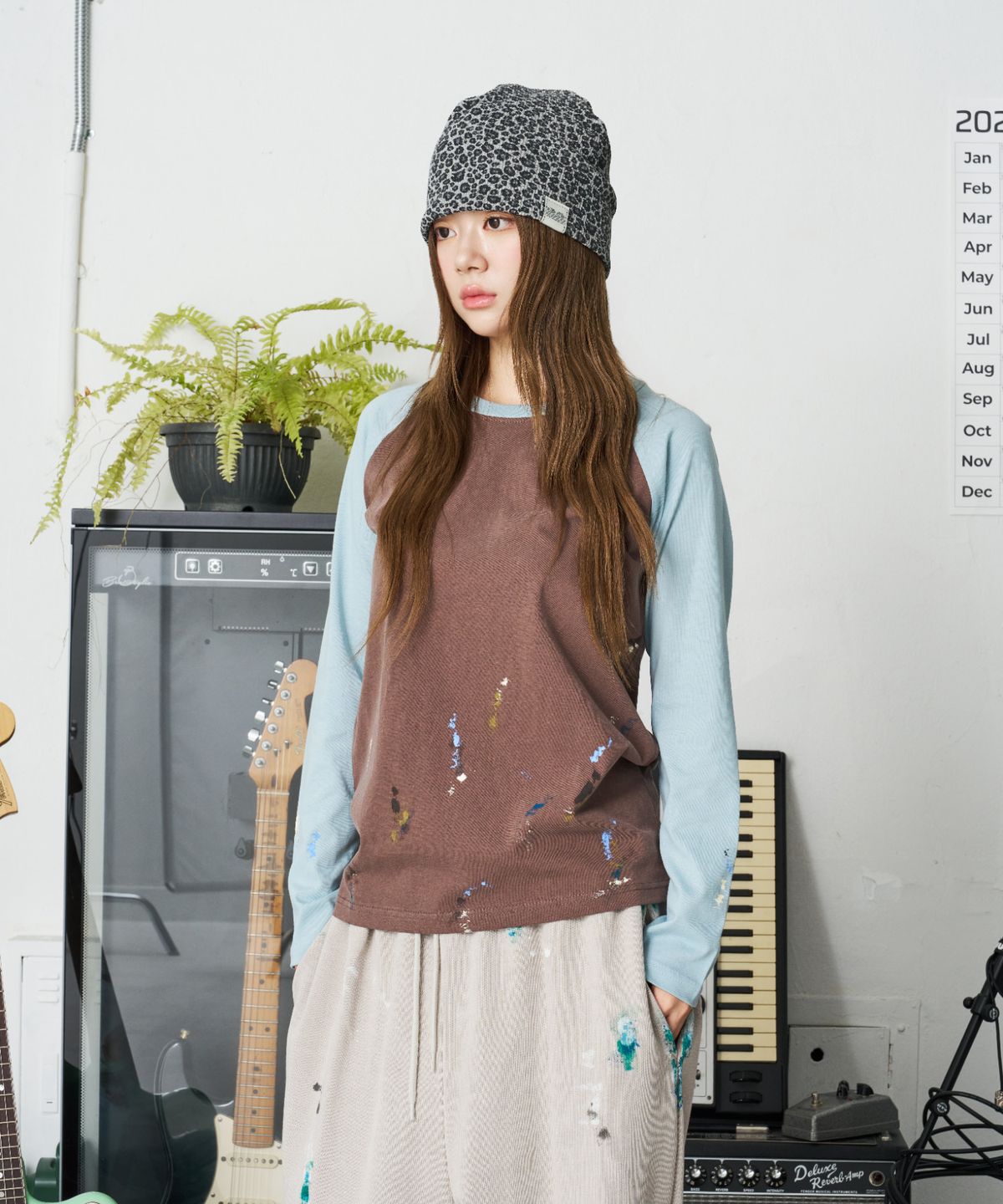 낫뉴(NOT NEW) nn Label Pattern Beanie Tiger Grey
