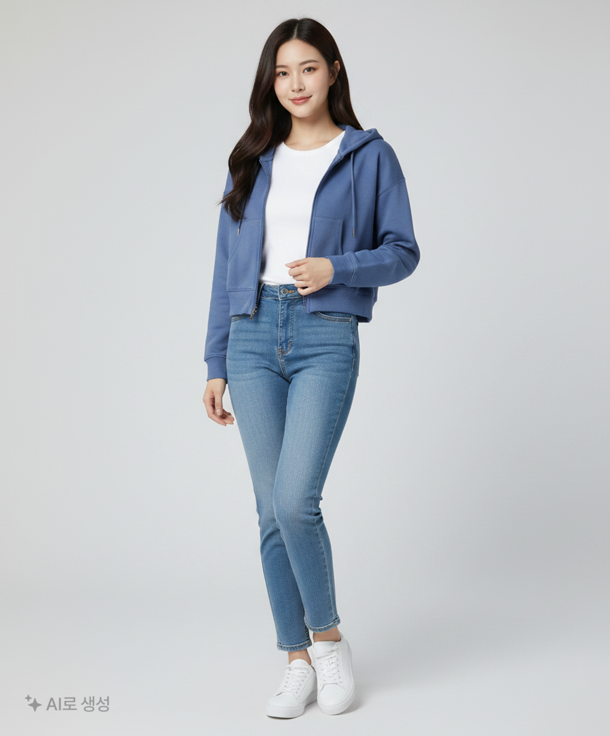 디아도라(diadora) 에센셜 5 BALLS 크롭 후드집업 우먼 BLUE S