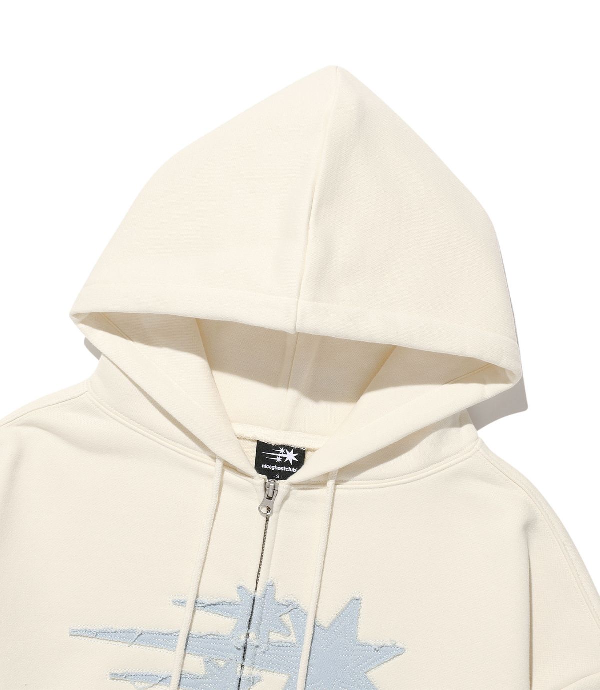나이스고스트클럽(NICEGHOSTCLUB) 3STAR APPLIQUE HOODIE ZIP UP_CREAM(NG2GSUM490A)