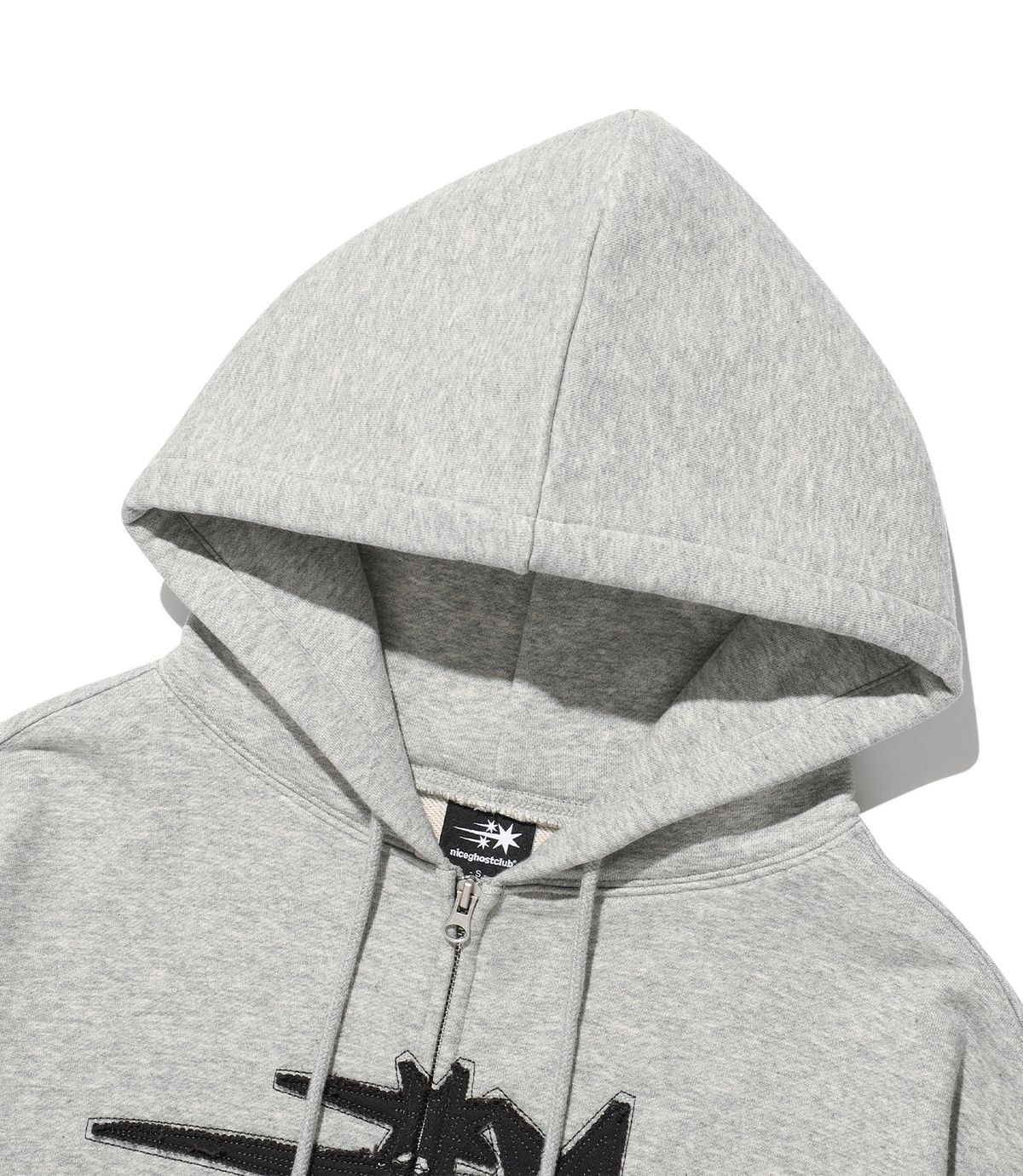 나이스고스트클럽(NICEGHOSTCLUB) 3STAR APPLIQUE HOODIE ZIP UP_GREY(NG2GSUM490A)