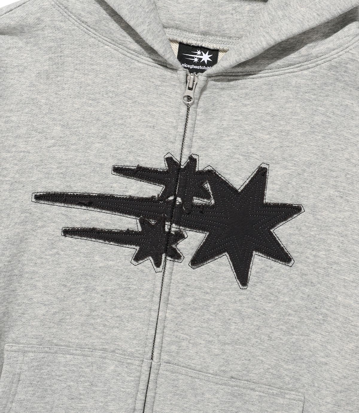나이스고스트클럽(NICEGHOSTCLUB) 3STAR APPLIQUE HOODIE ZIP UP_GREY(NG2GSUM490A)