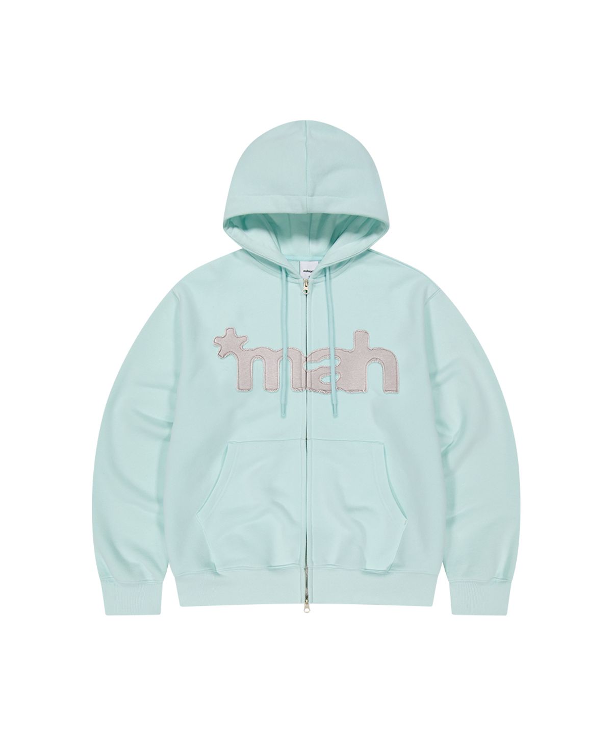 마하그리드(MAHAGRID) mah CUT OFF APPLIQUE ZIP-UP HOODIE[LIGHT BLUE]