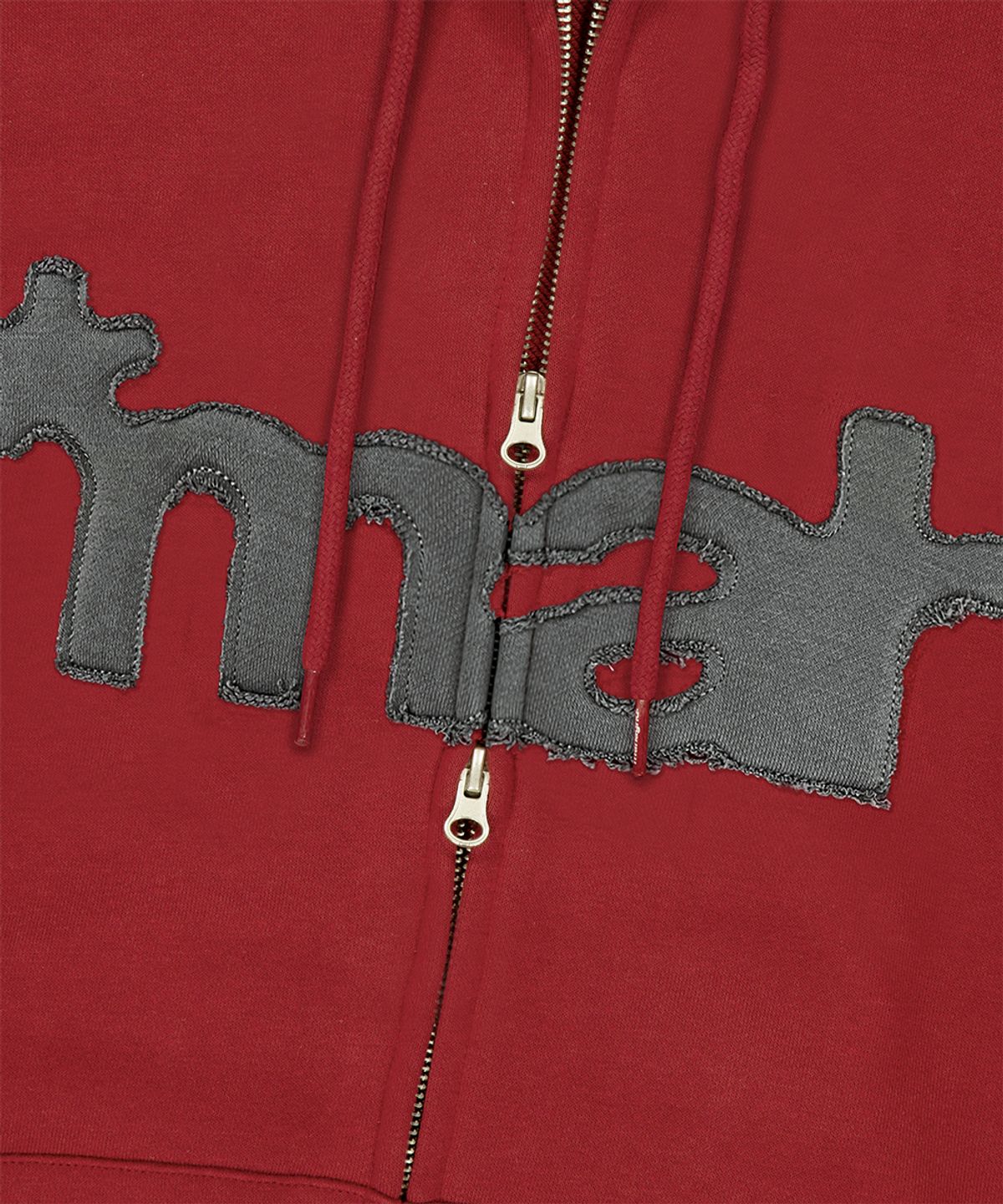 마하그리드(MAHAGRID) mah CUT OFF APPLIQUE ZIP-UP HOODIE[BURGUNDY]