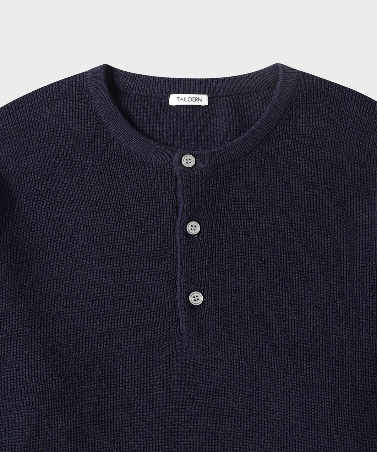 테일던(TAILDERN) Robert Henley Neck Sweater Cotton Wool Navy