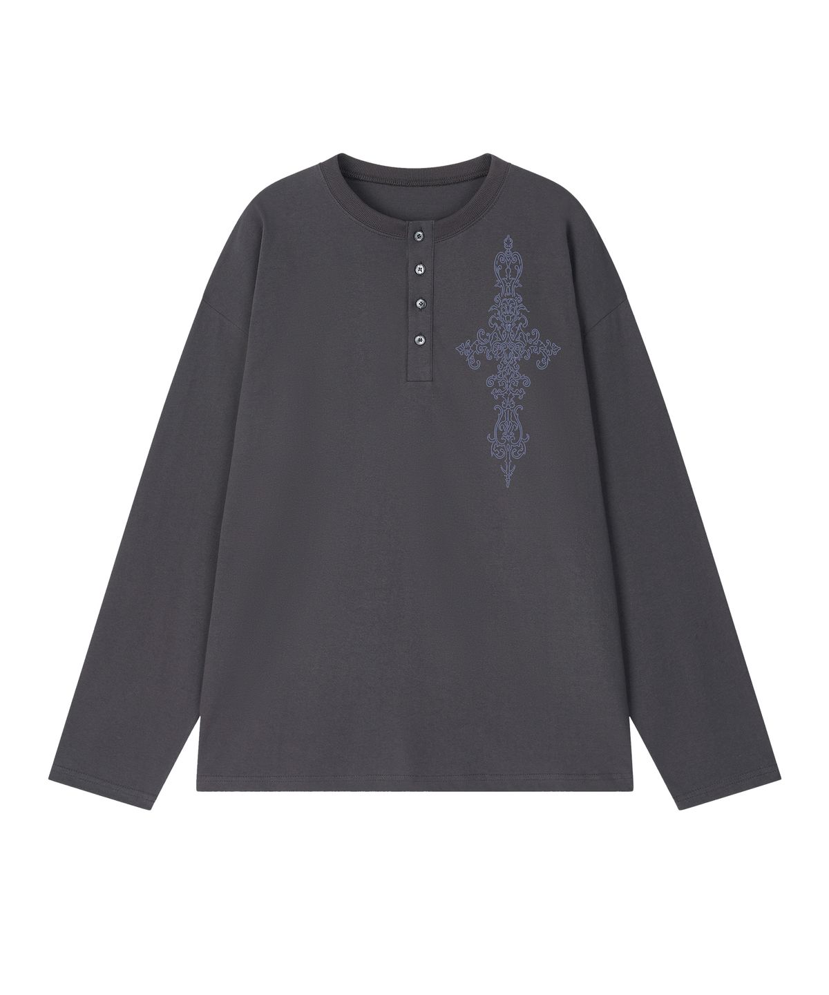 그레이버 오디너리(GRAVER ORDINARY) [ODNR UNISEX]SIM CROSS 헨리넥 롱슬리브 티셔츠_3color