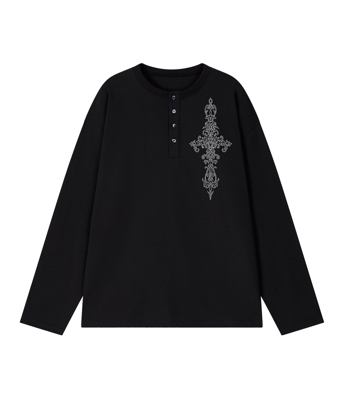 그레이버 오디너리(GRAVER ORDINARY) [ODNR UNISEX]SIM CROSS 헨리넥 롱슬리브 티셔츠_3color