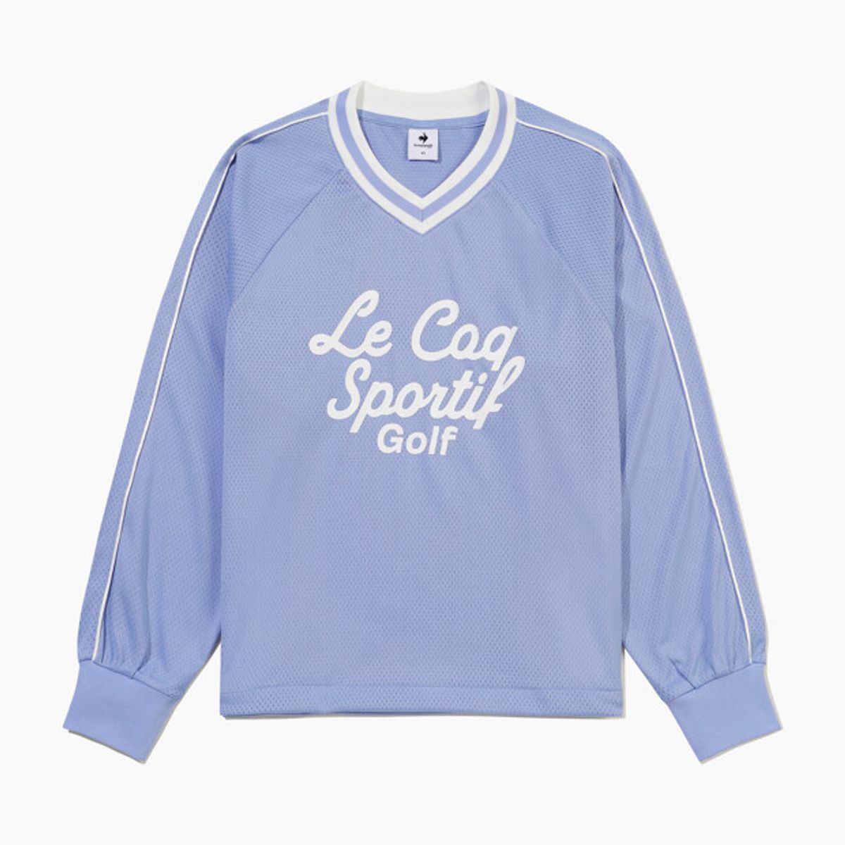 르꼬끄 골프(LECOQ GOLF) 여성 메쉬 브이넥 래글런 긴팔 티셔츠 _LBLU GR322LRL81