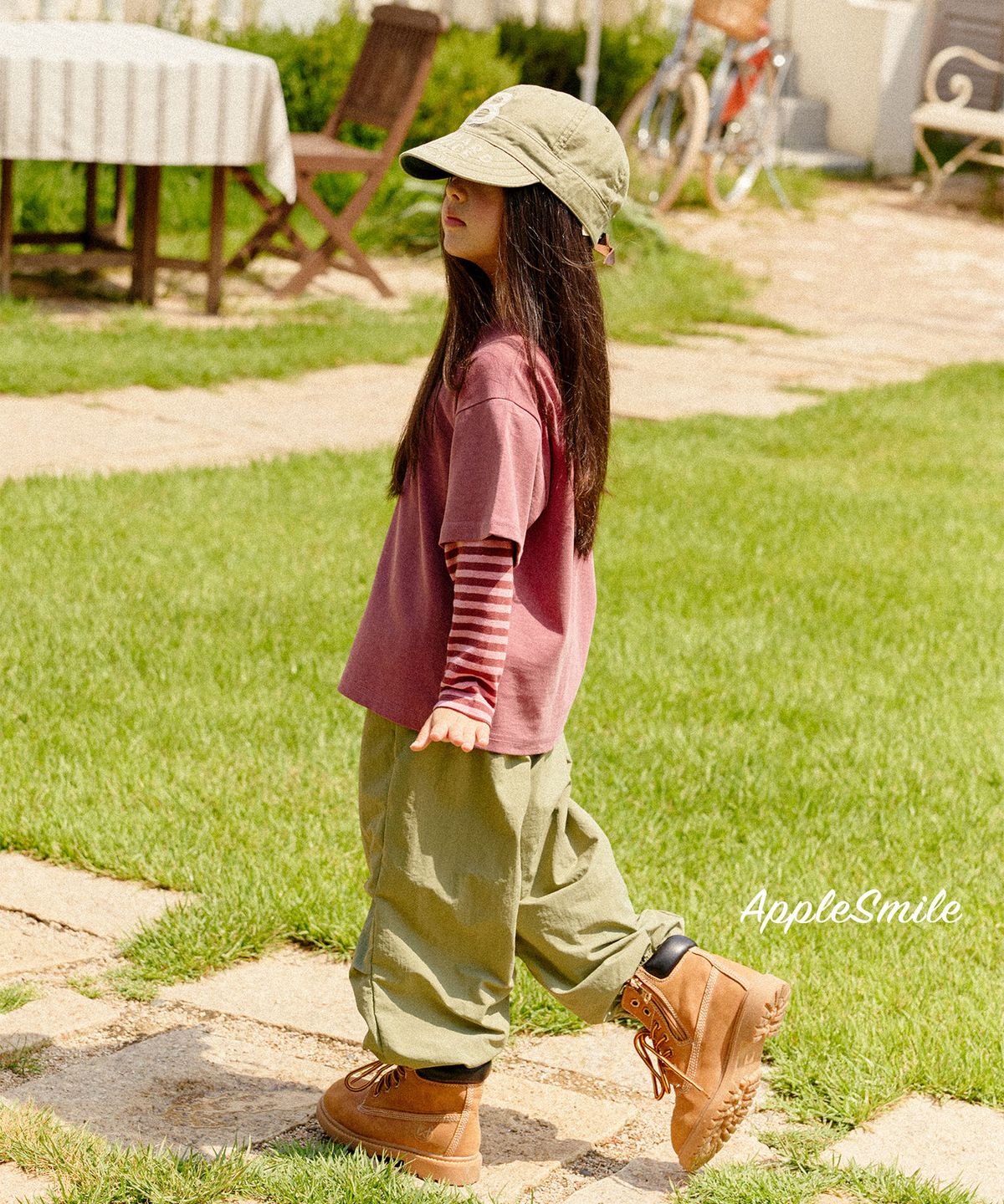 애플스마일(APPLESMILE) 와이드 핀턱 팬츠 카키