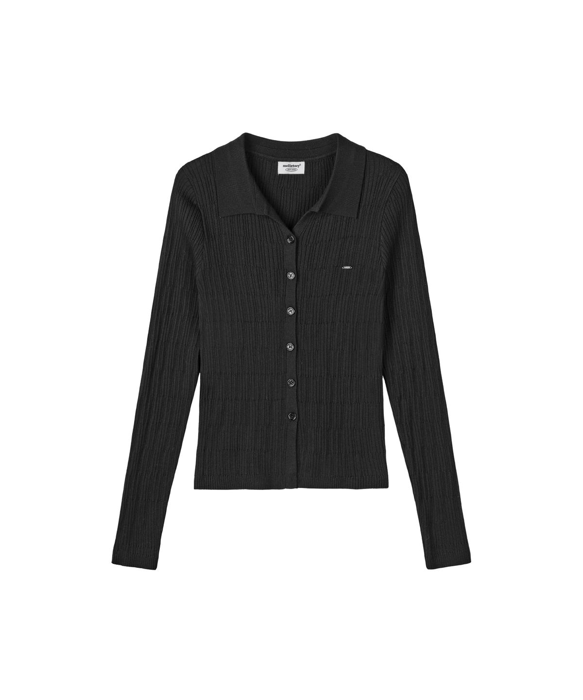 멜로토리(MELLOTORY) 립 카라 니트 가디건 (2color)