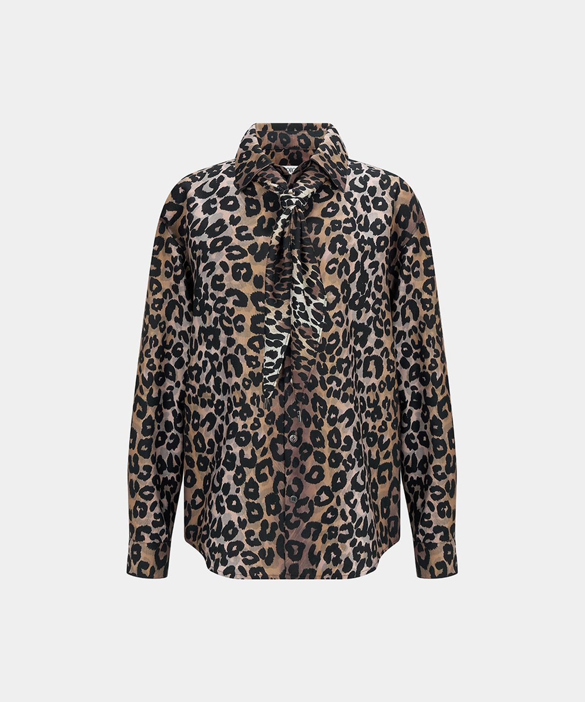 노이스(NOICE) (UNI) LEOPARD DETACHABLE SCARF SHIRT - BEIGE