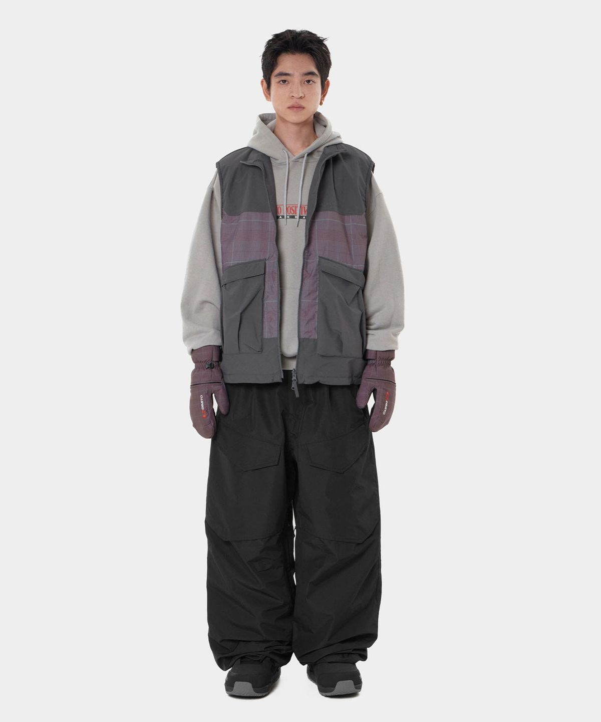 디미토(DIMITO) REVERSIBLE WIND VEST WINE CHECK