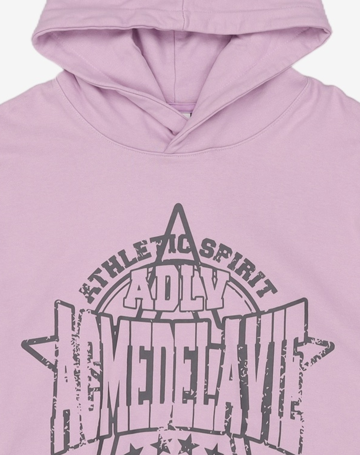아크메드라비(ACME DE LA VIE) PREPPY LOGO CRACK PRINTING HOODIE LIGHT PURPLE 1