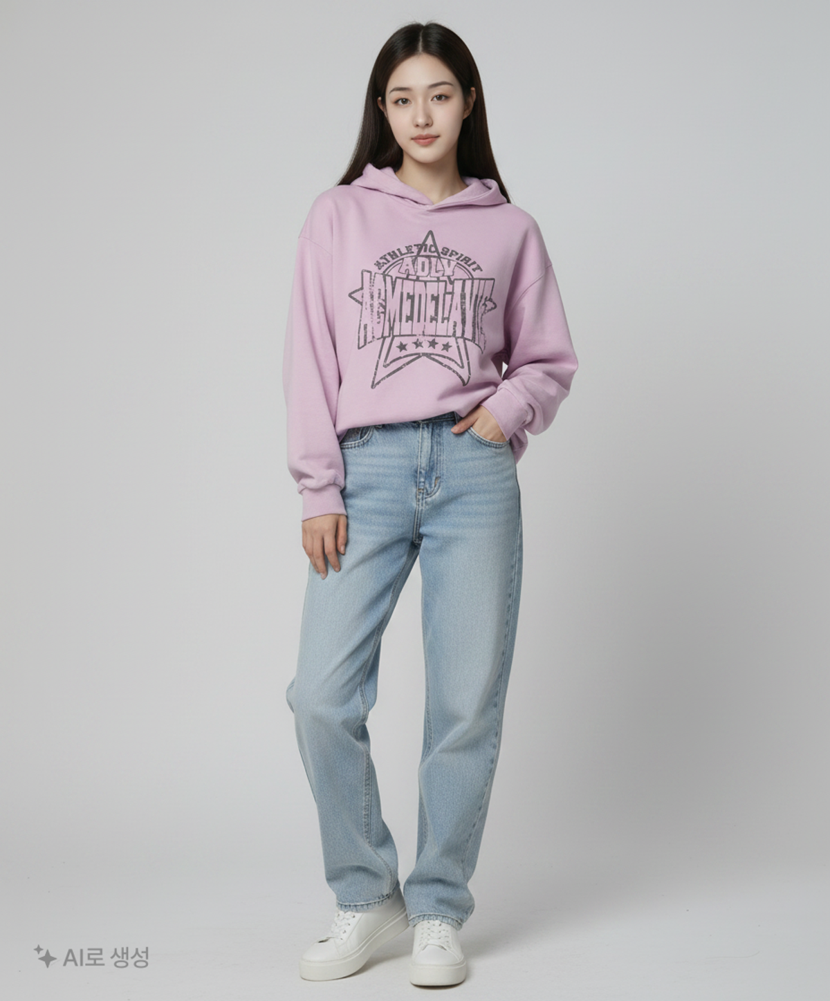 아크메드라비(ACME DE LA VIE) PREPPY LOGO CRACK PRINTING HOODIE LIGHT PURPLE 1