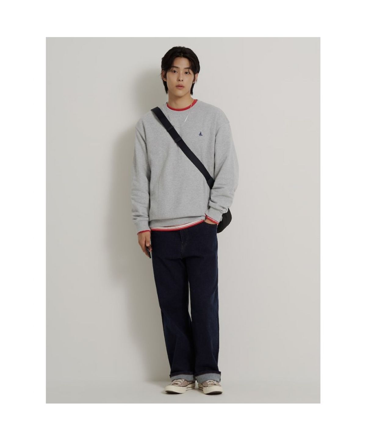 빈폴 멘(BEANPOLE MEN) [Essential] 남녀공용 스웨트 셔츠 - 라이트 그레이