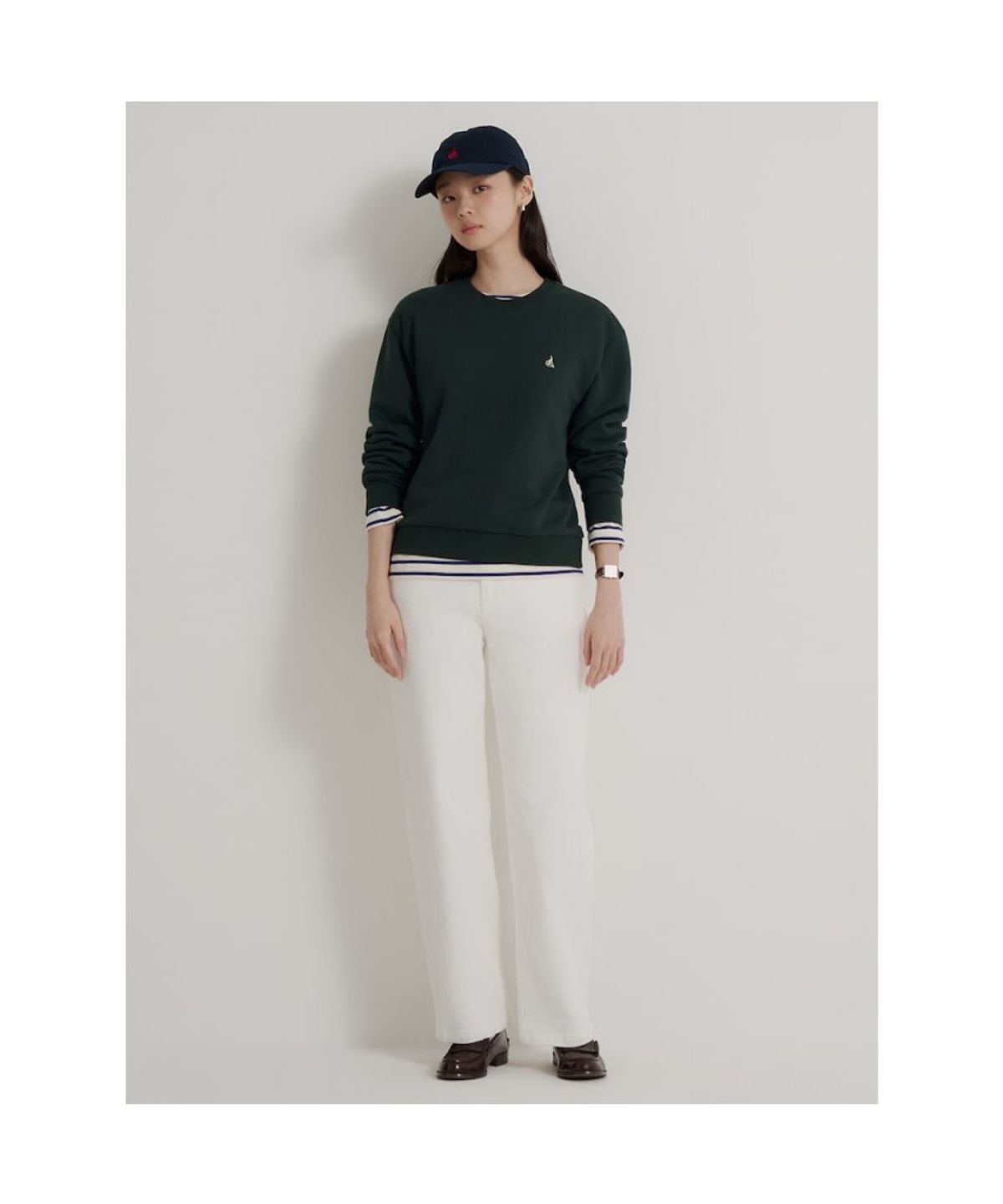 빈폴 멘(BEANPOLE MEN) [Essential] 남녀공용 스웨트 셔츠 - 그린