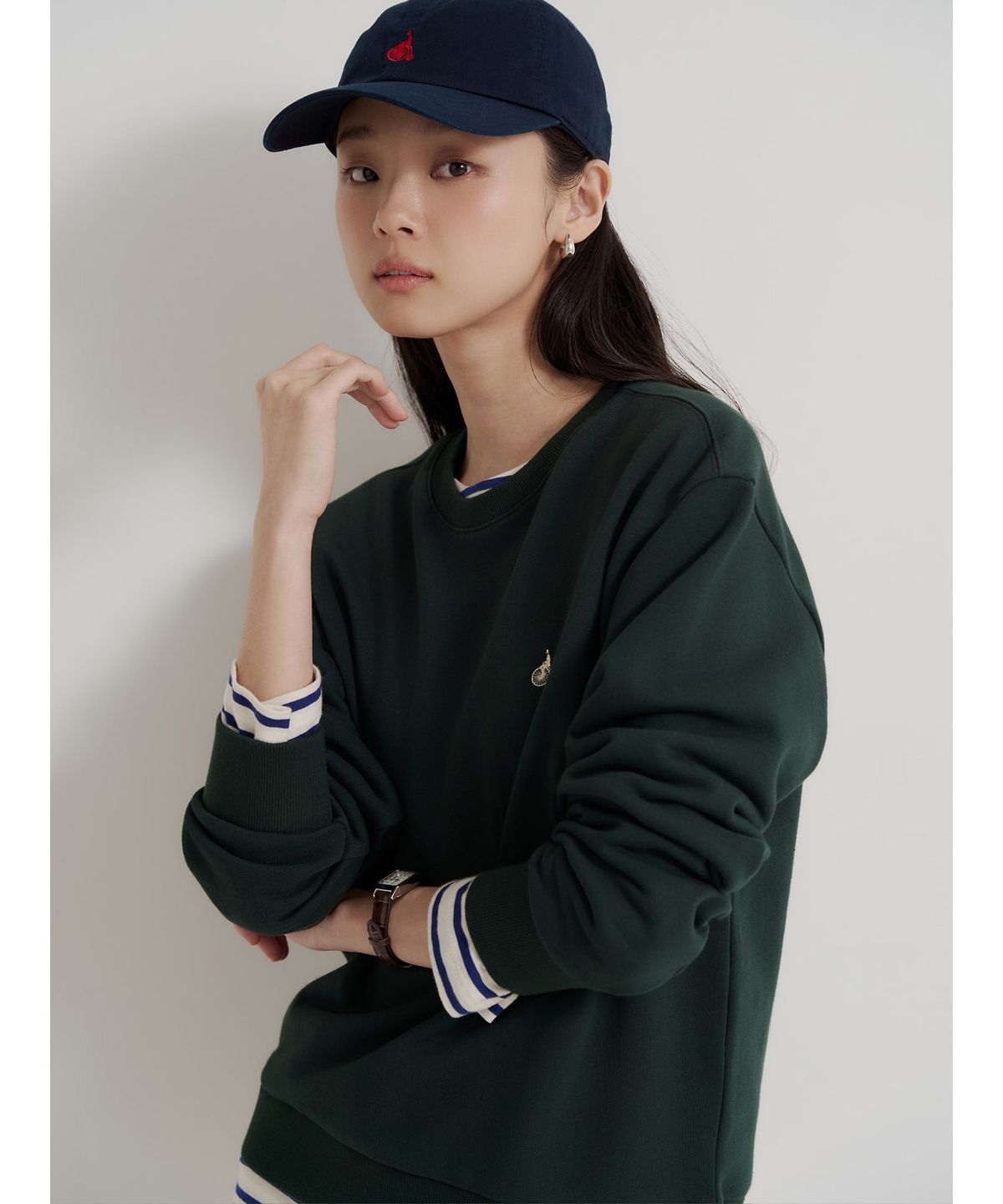 빈폴 멘(BEANPOLE MEN) [Essential] 남녀공용 스웨트 셔츠 - 그린