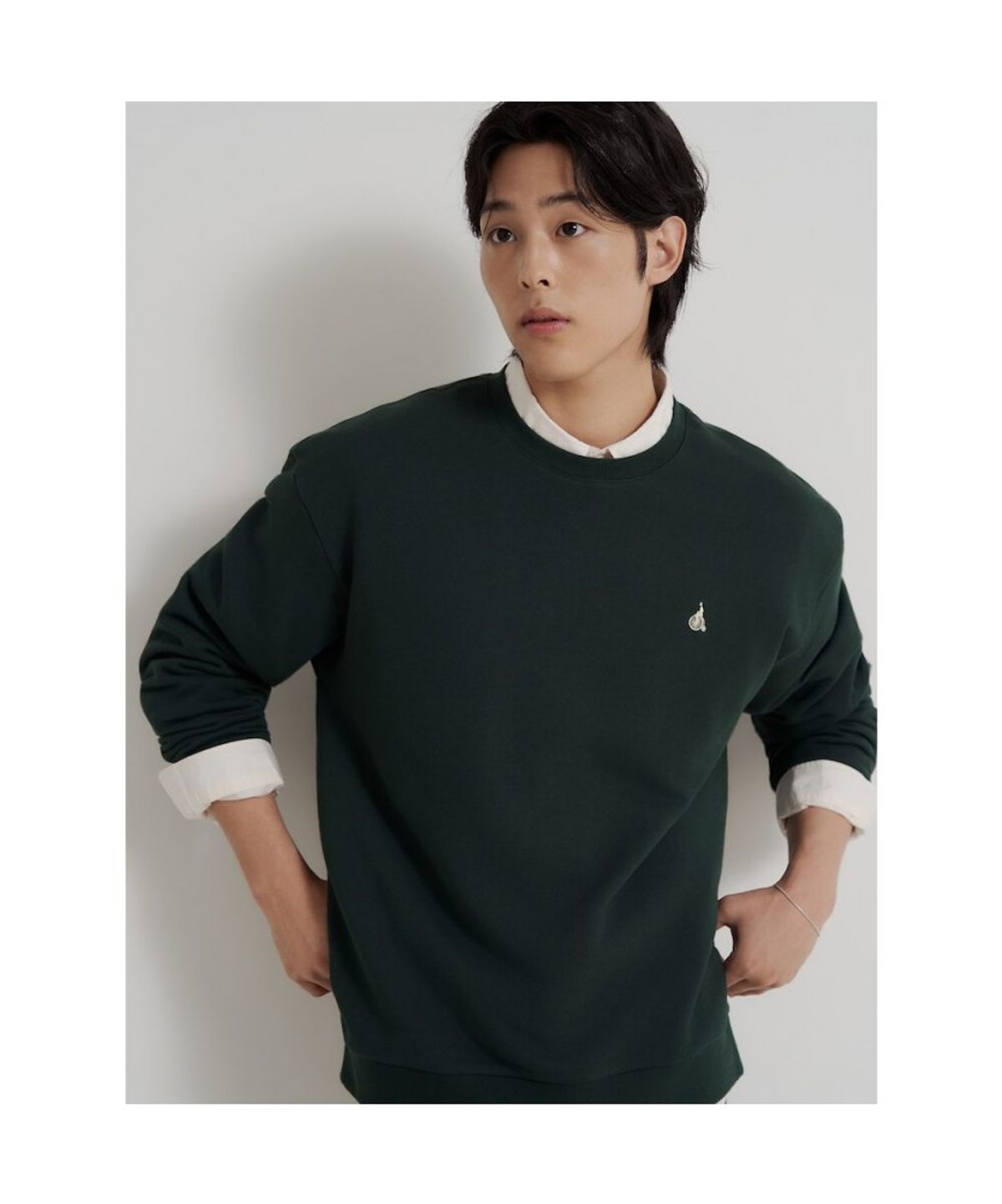 빈폴 멘(BEANPOLE MEN) [Essential] 남녀공용 스웨트 셔츠 - 그린