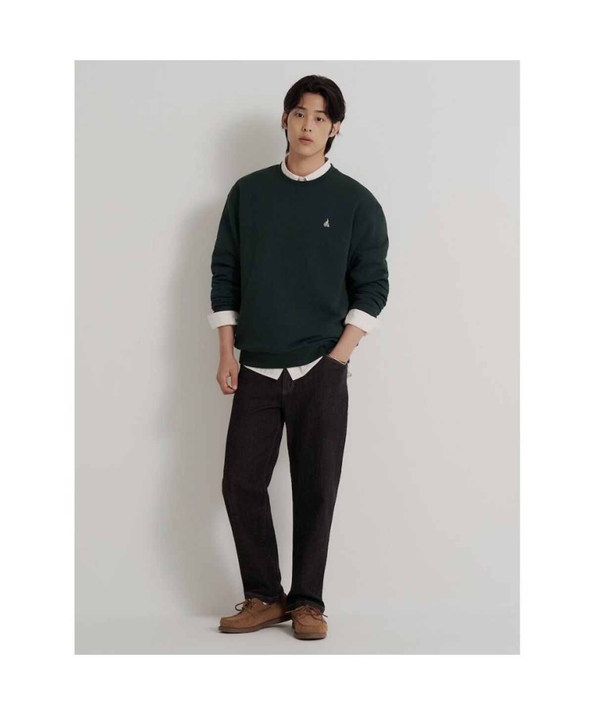 빈폴 멘(BEANPOLE MEN) [Essential] 남녀공용 스웨트 셔츠 - 그린