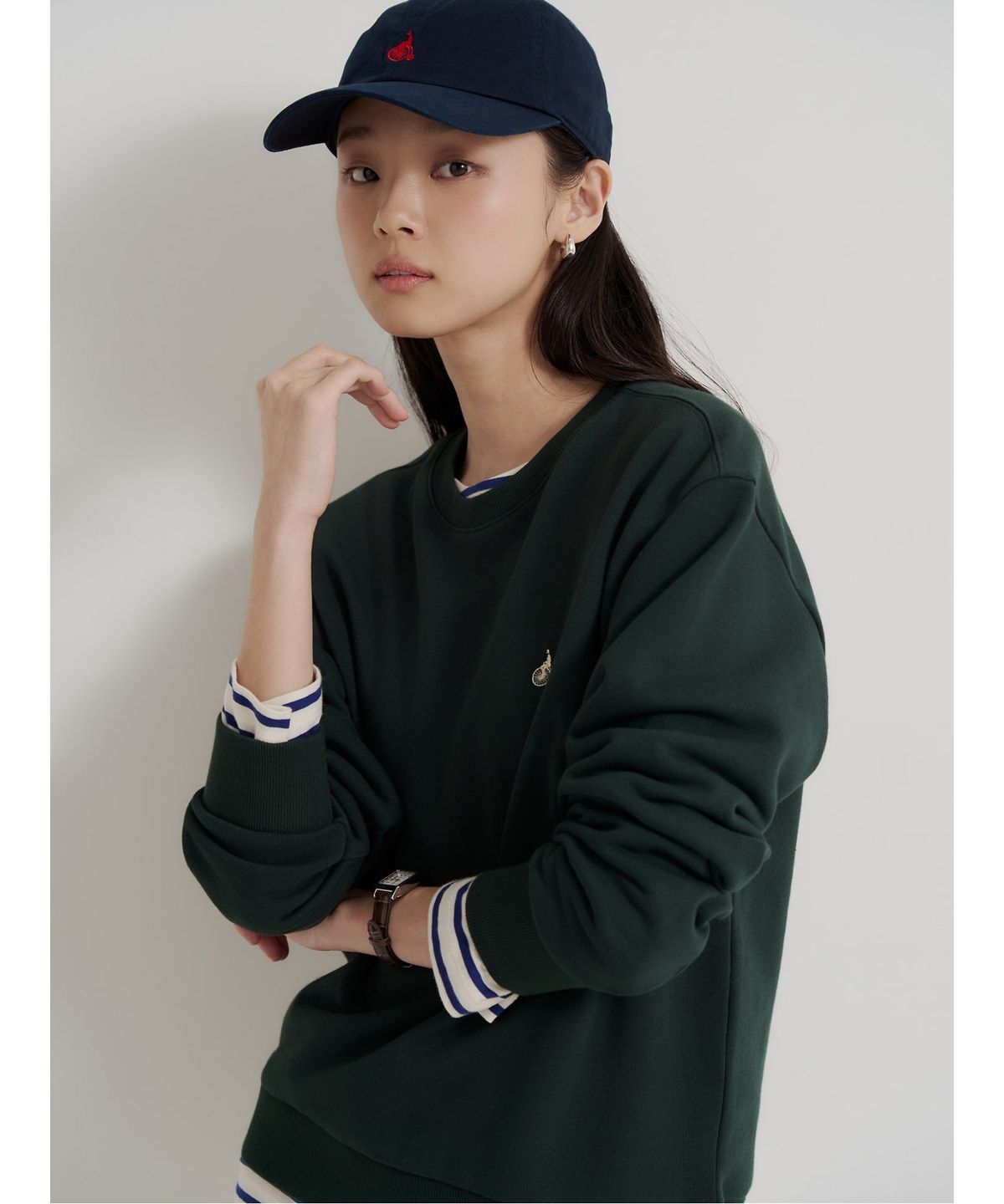 빈폴 멘(BEANPOLE MEN) [Essential] 남녀공용 스웨트 셔츠 - 그린