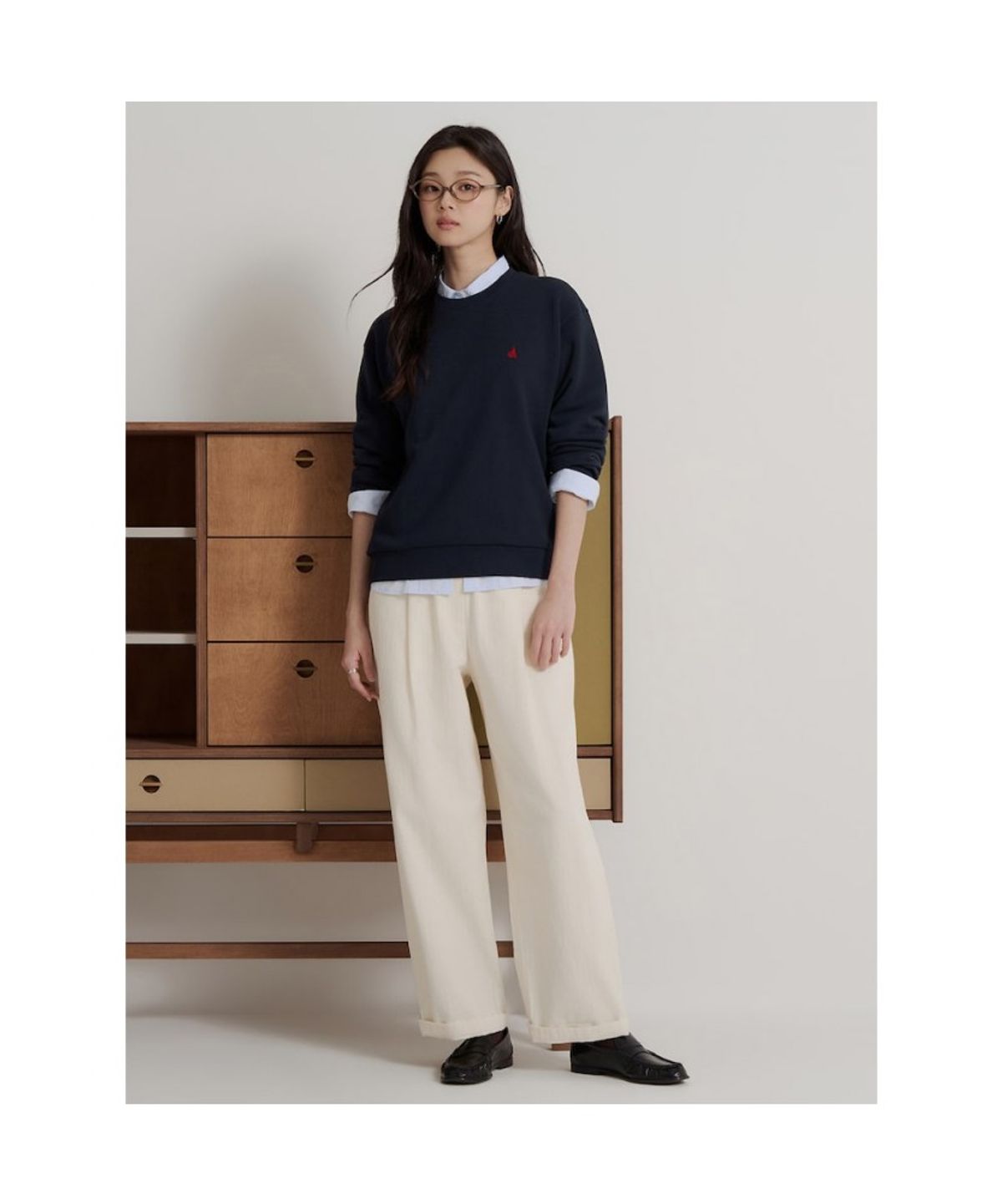 빈폴 멘(BEANPOLE MEN) [Essential] 남녀공용 스웨트 셔츠 - 네이비