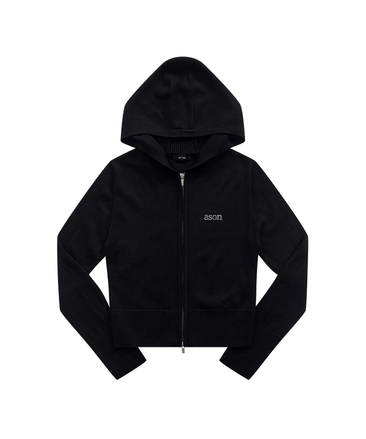 애즈온(ASON) FABLE KNIT HOOD ZIP-UP / BLACK