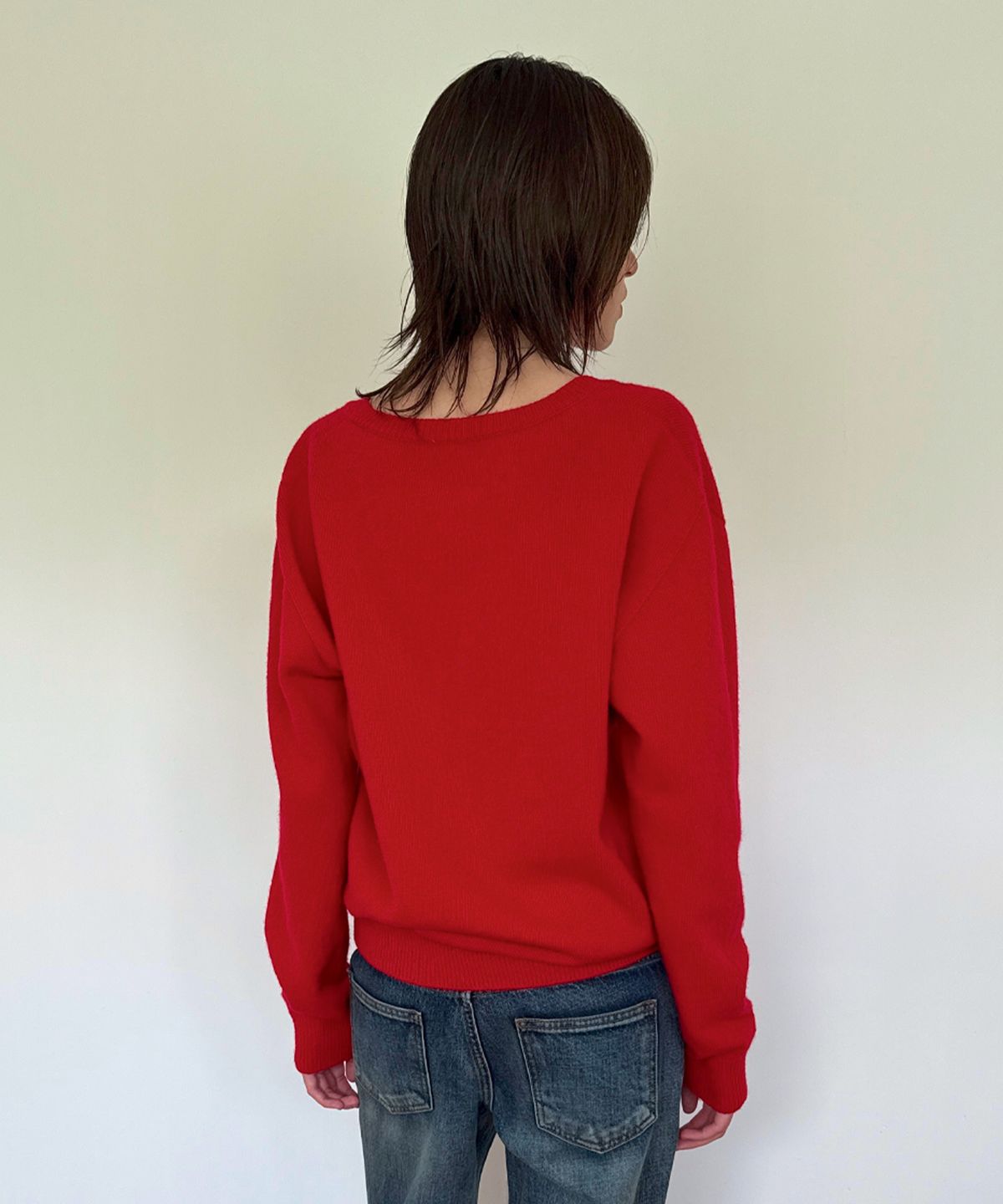 다이애그널(DIAGONAL) V NECK BASIC KNIT (red)