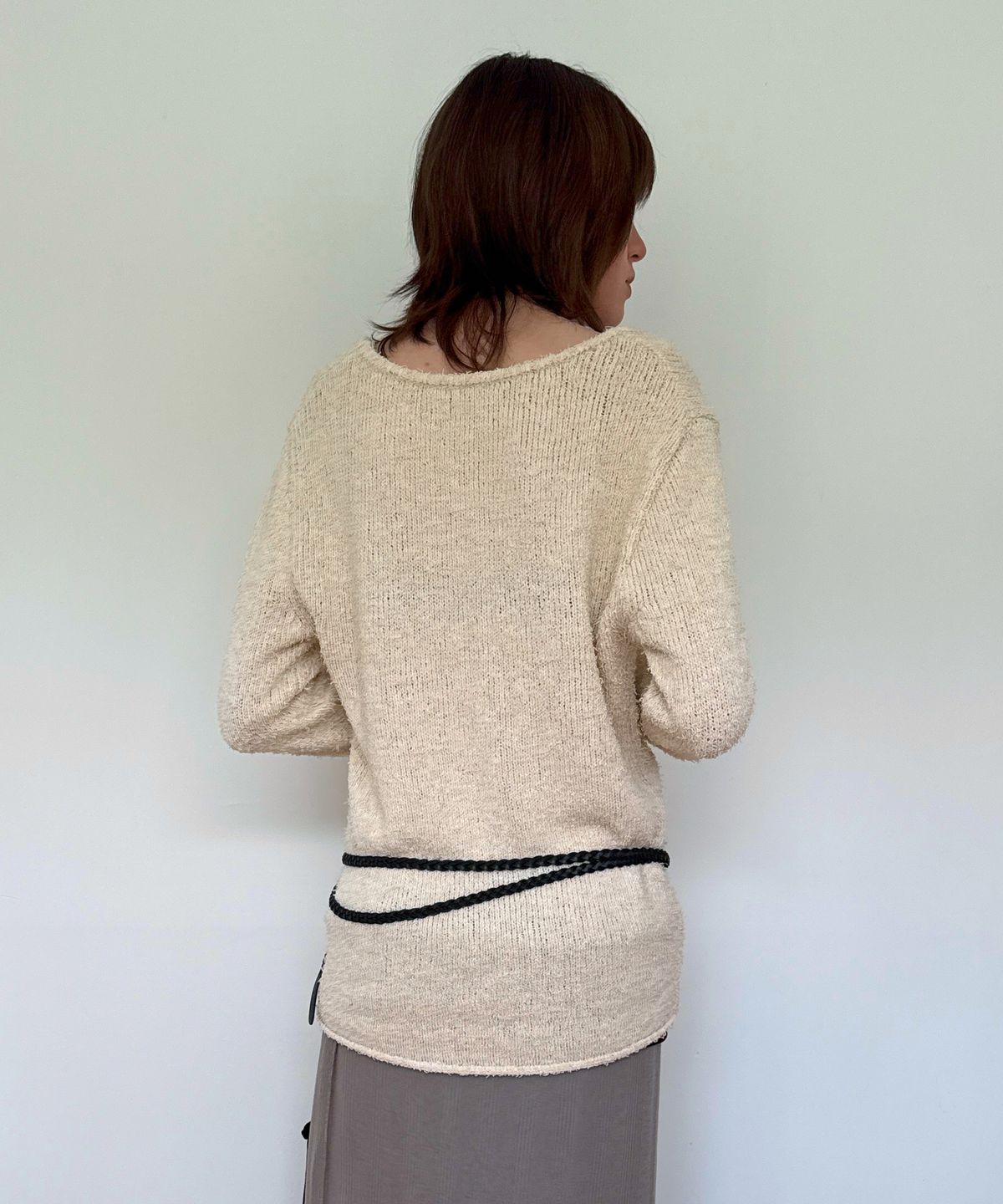다이애그널(DIAGONAL) U NECK BASIC KNIT (ivory)