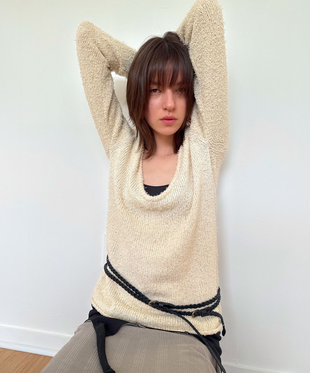 다이애그널(DIAGONAL) U NECK BASIC KNIT (ivory)