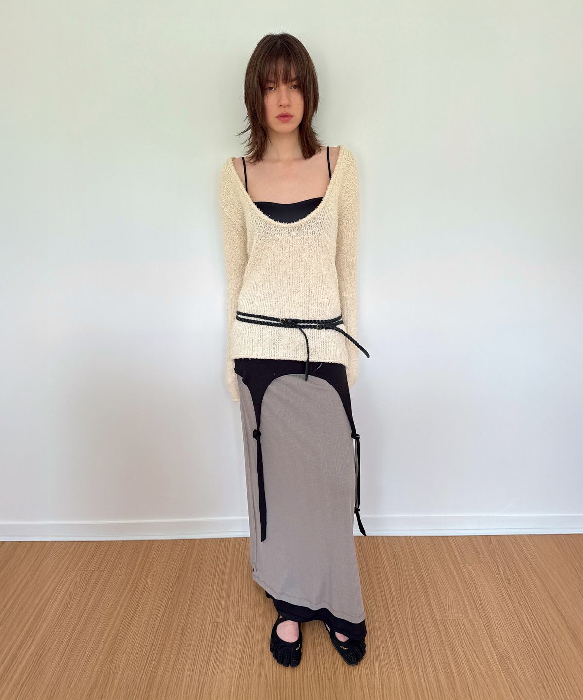 다이애그널(DIAGONAL) U NECK BASIC KNIT (ivory)