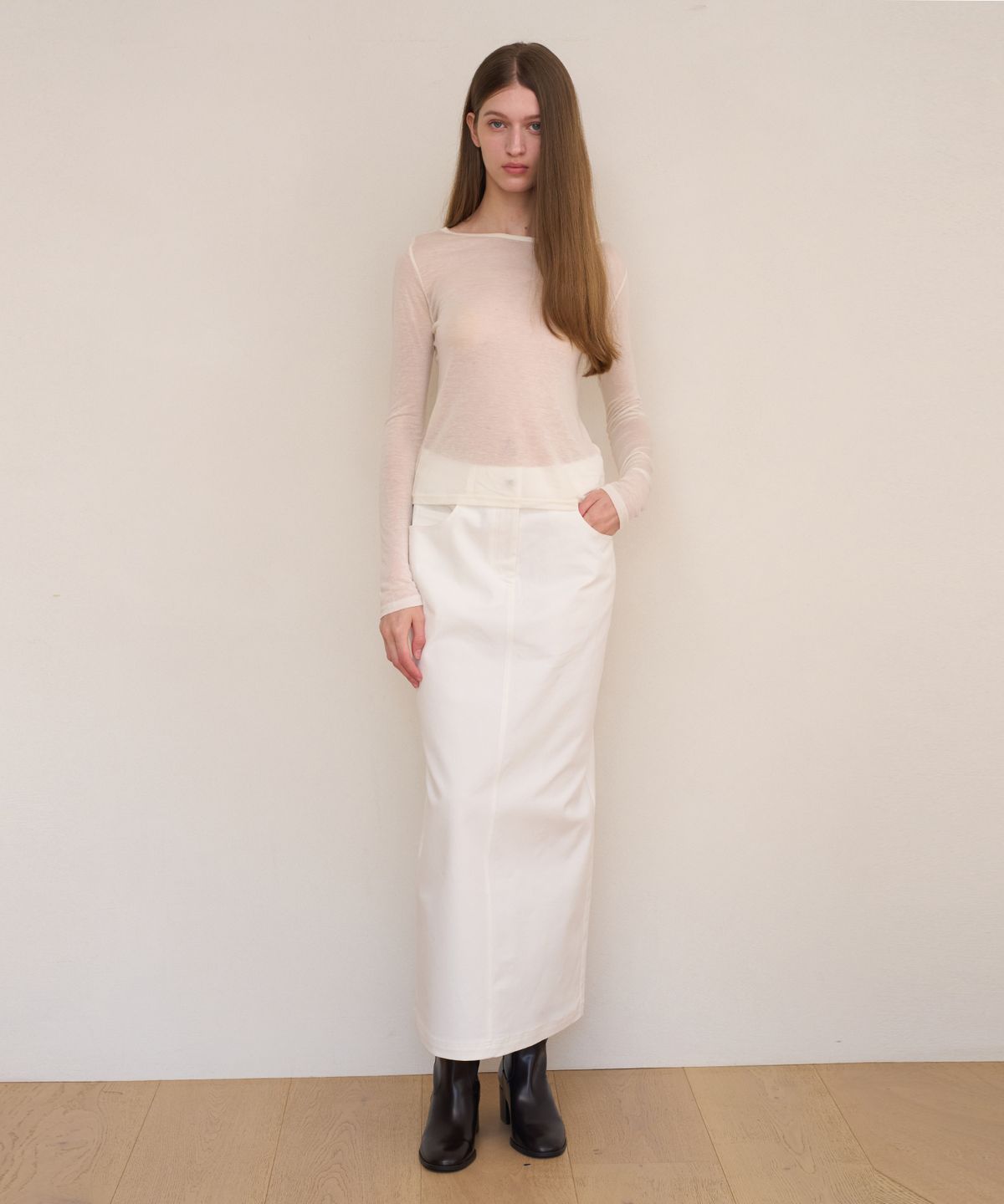 아템포(ATEMPO) SOFT TWILL MAXI SKIRT