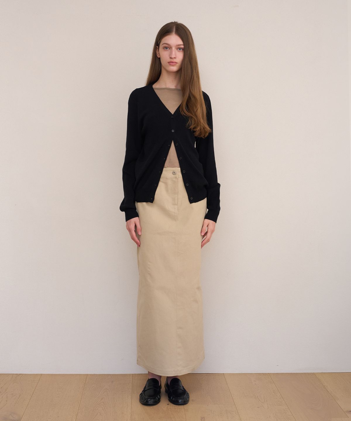 아템포(ATEMPO) SOFT TWILL MAXI SKIRT