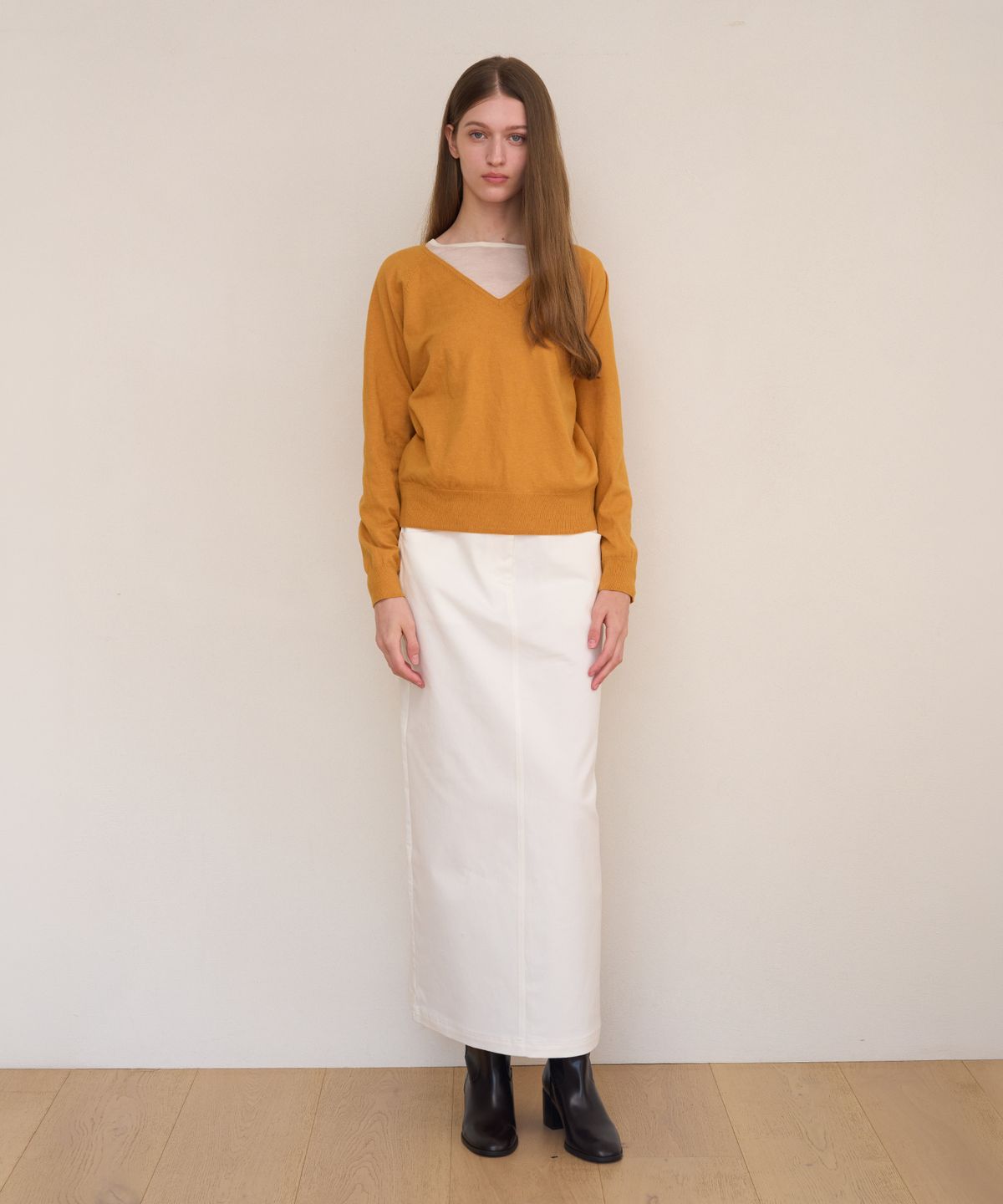 아템포(ATEMPO) SOFT TWILL MAXI SKIRT