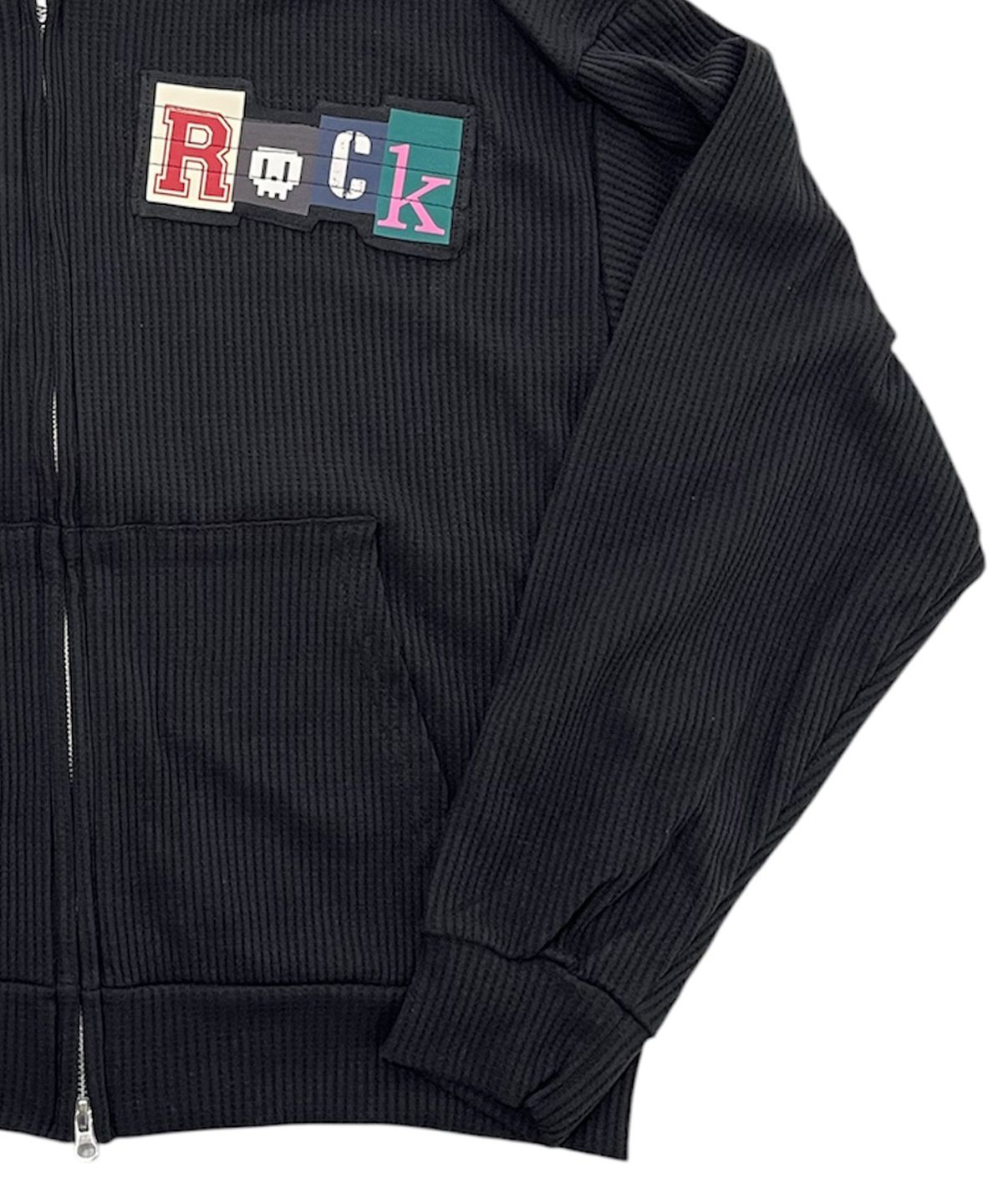 스케이터락(SK8ER ROCK) Collage Logo Waffle Hood Zip-Up (Black)