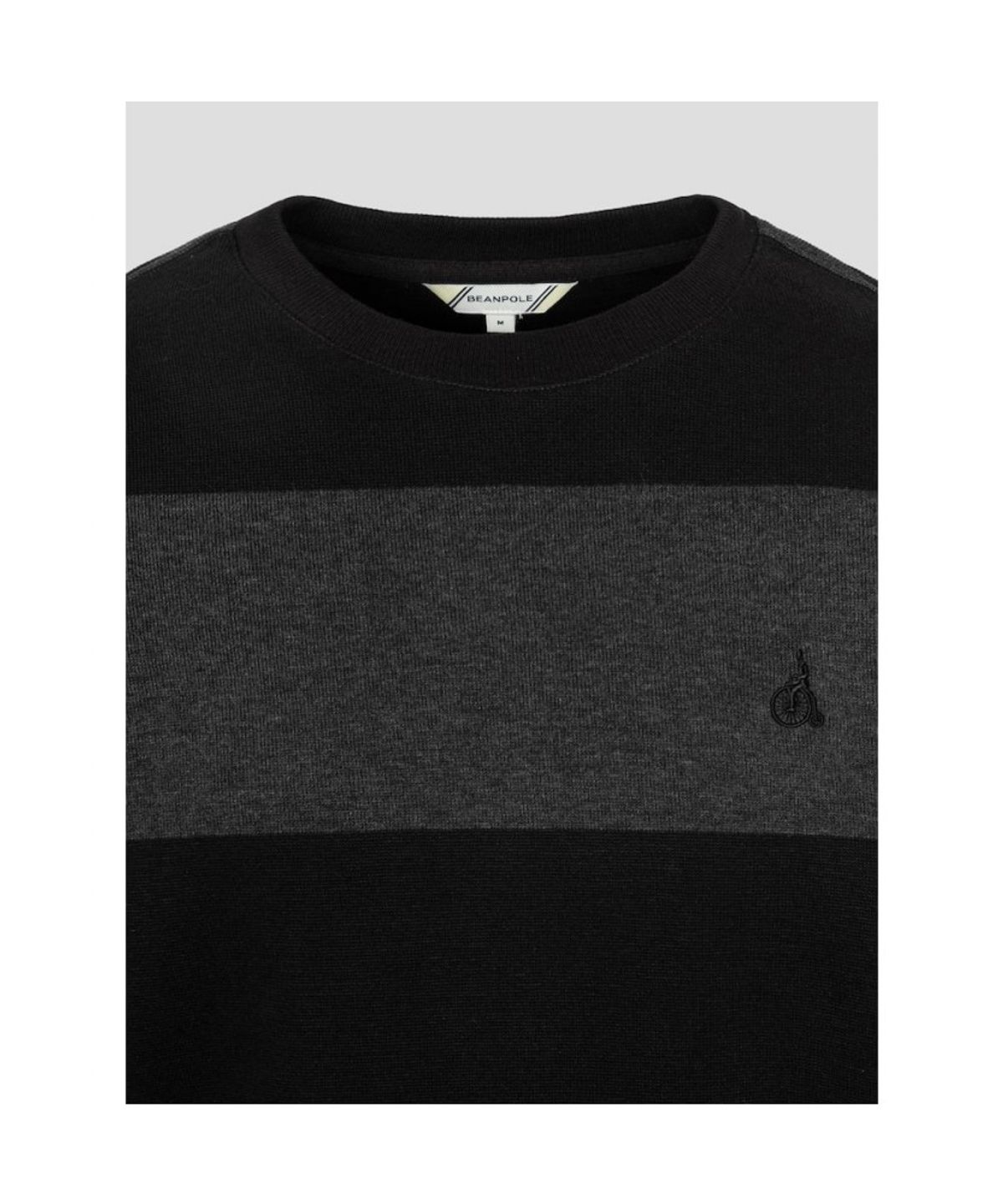 빈폴 멘(BEANPOLE MEN) 듀얼 텍스처 컬러블럭 라운드넥 티셔츠 - 블랙